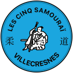 Logo historique du club de judo et disciplines associées, Les Cinq Samouraï à Villecresnes, 94 Val-de-Marne